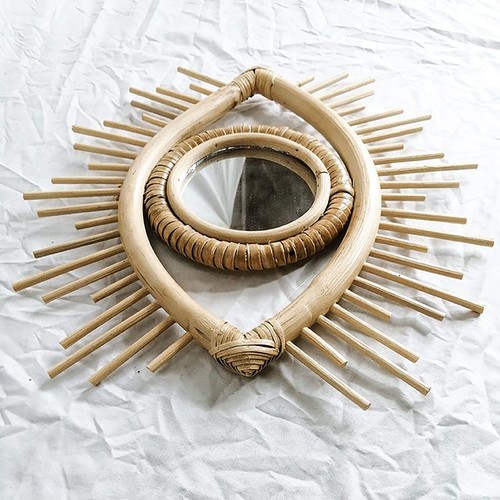 Nordic Woven Eye Hanging Mirror Eye Wall Rattan Mirror Decor Wall Mirror - Bild 16 von 23