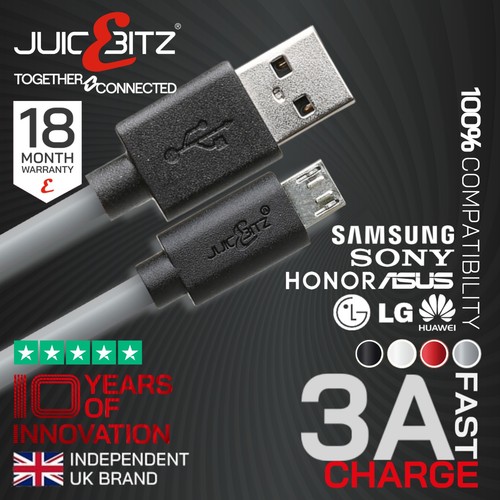 JuicEBitz® USB to Micro USB Fast Charger Cable for Android Auto e.g. Samsung LG - 第 1/37 張圖片