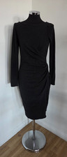Phase Eight Grey Ruched Bodycon Dress Size 12 Long Sleeve Made Stretch Romania