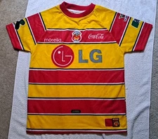 VTG Unbranded Jersey Mens Small Yellow Striped Monarcas Morelia LG Football