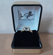 QVC 9ct Yellow Gold Emerald Cut Rock Crystal Solitaire Ring Size O1/2