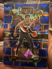 SCOOT HENDERSON Blue Cracked Ice Prizm 2023-24 Select Rookie RC Trailblazers SP