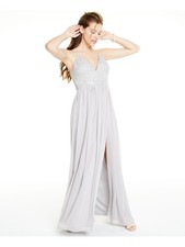 EMERALD SUNDAE Womens Mermaid Dress Gray Spaghetti Strap Formal Juniors XL