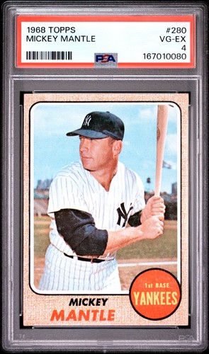 1968 TOPPS #280 MICKEY MANTLE PSA 4