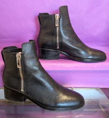 Phillip Lim 3.1 Alexa Leather Ankle Booties Women's Size 37 Black  SHE6-T186S