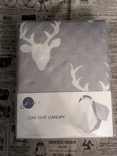 Lika Car Seat Canopy Gray White Deer Print Baby Carrier Cover NIP
