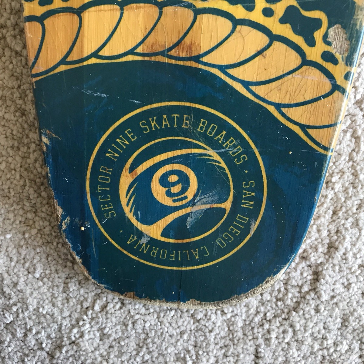 SECTOR NINE SKATE BOARD CO. VINTAGE DECK ONLY SKATE BOARD, SNAKE