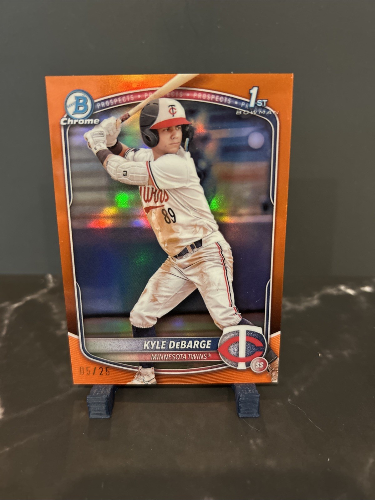 2025 Bowman Chrome 1st Bowman - Kyle DeBarge Orange /25 - Twins Prospect