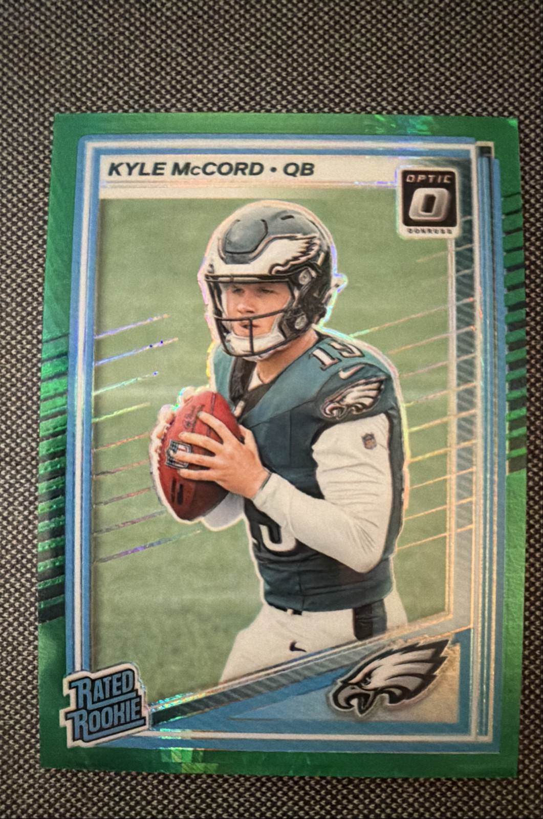 2025 Panini Donruss Optic - Rated Rookie Kyle McCord #283 Green Hyper Prizm (RC)