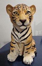 11" Bengal Tiger Cub Resin Statue Sitting Wildlife Decor Safari Read
