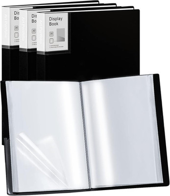 Folder with Plastic Sleeves 4 Pack 9''X12'' Black Portfolio Folder for Artwork Dis