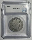 1906 Barber Half Dollar ICG AG3 Please Check Out Our Inventory