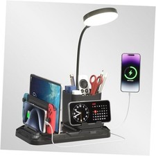 Desk Lamp with USB A C Charger Ports - Reading Desktop Light with Pen Phone
