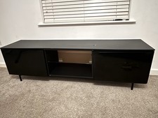 Black TV Cabinet for Living Room Ikea Furniture Tinted Panels And Glass Shelf