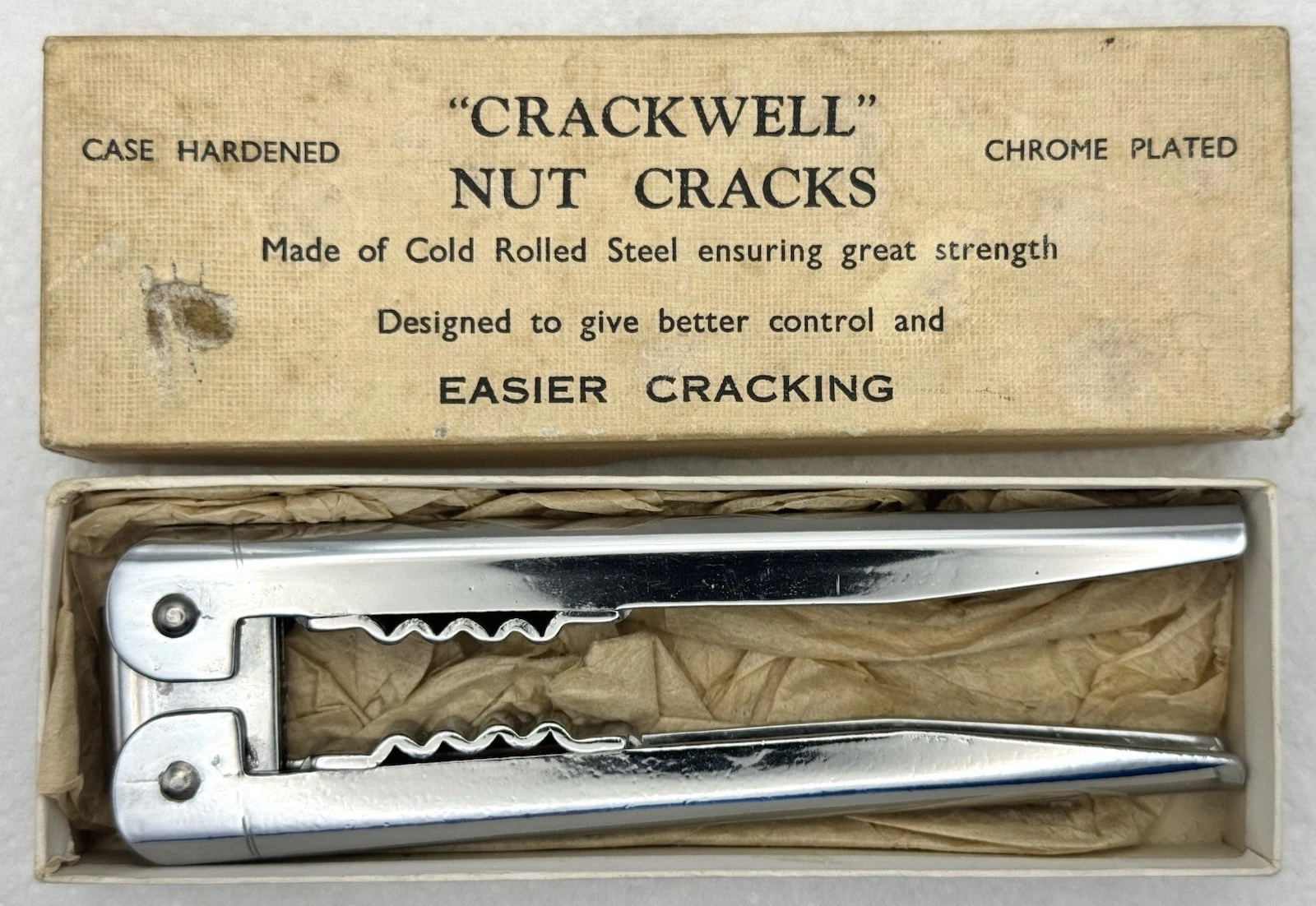 NEVER USED : 1950’s Vintage Crackwell” Chrome-Plated Nut Cracks - Original Box
Opens in a new window