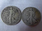 2 Walking Liberty, silver Half-dollar, circulated, ungraded 1942 & 1944