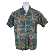 Route 66 Button Down Shirt Men Small Floral Hawaiian Floral Print Cotton Casual