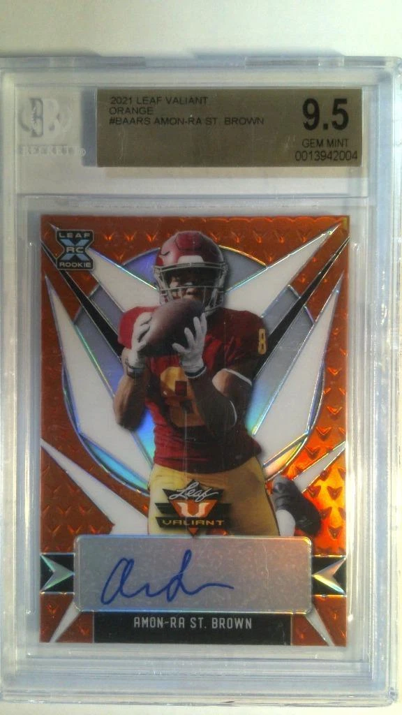 Amon-Ra St. Brown Leaf Valiant Rising Stock Autographs #ARS Orange