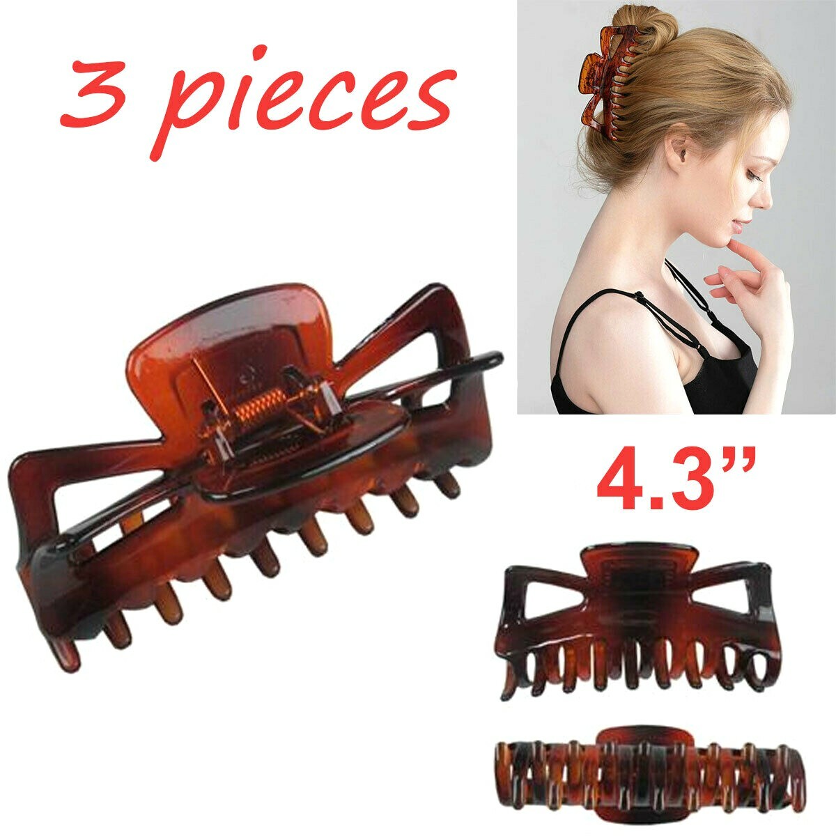 3 pcs Women Large Hair Claw Clip 4.3″ Jumbo Hair Clips Hair Barrette Jaw Clamp