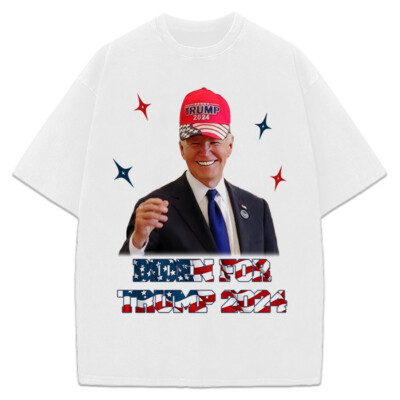 Biden For Donald Trump 2024 Maga Hat Funny Parody Custom Graphic  T-Shirt