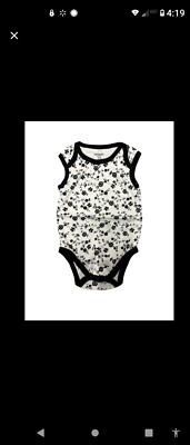 Baby Girl 9-12 Months Snap Close Bodysuit Creeper Kidgets Black White Floral NEW