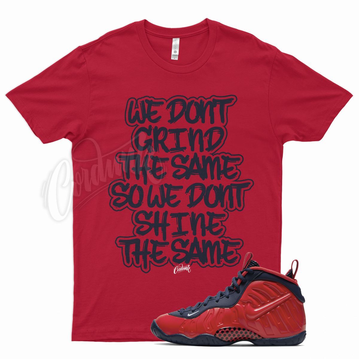 Red GRIND T Shirt N Foamposite Lil Posite Pro Red Crimson Navy Fiba Little