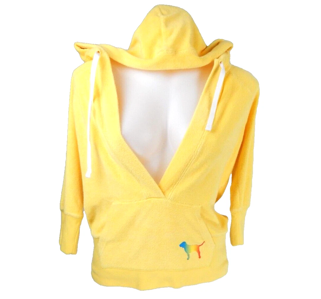 UNDERCOVER Felpa con cappuccio grande Victoria's Secret rosa donna vintage Y2K Terry scollo a tuffo grafica