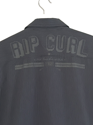 Rip Curl Striped Black and Grey CSHIAM Denimar Short Sleeve Casual Shirt Size L - Picture 3 of 12