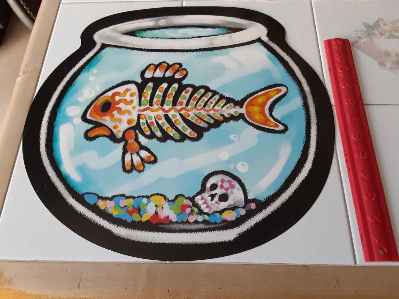Halloween Day Of Dead Diecut Die Cut Out Cardboard Cardstock Fish Bowl Beistle