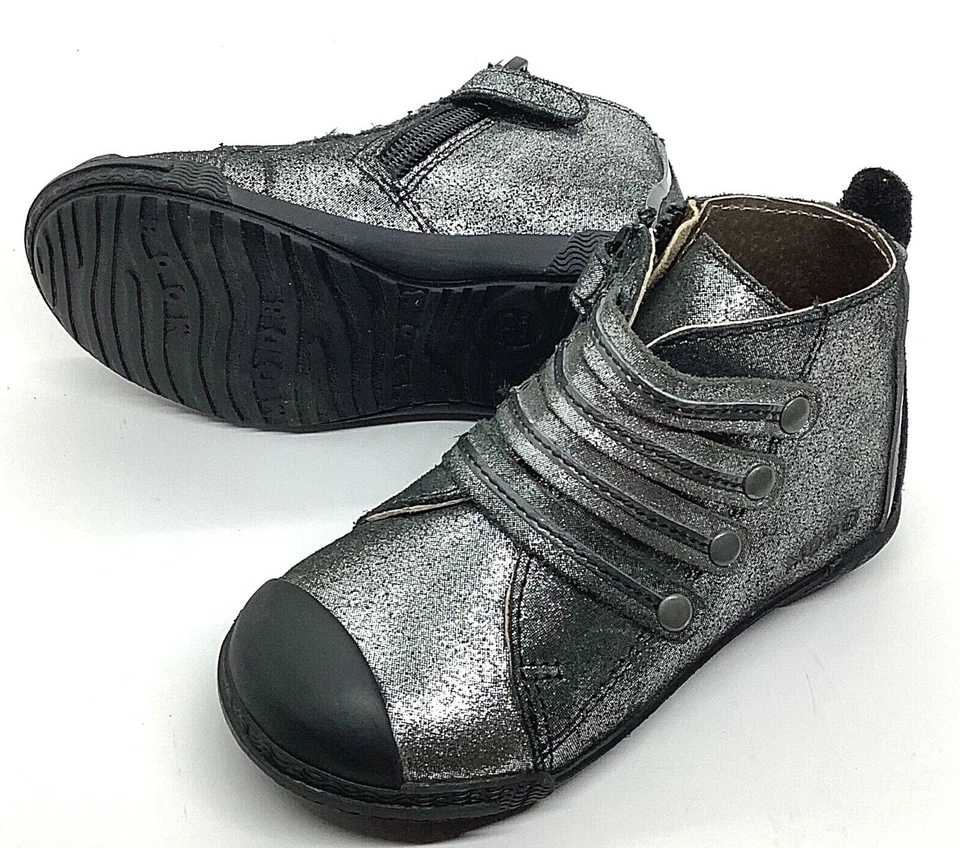 Mod 8 Niño US 6 EURO 6 Plata Cuero Botín Foto 3 de 4