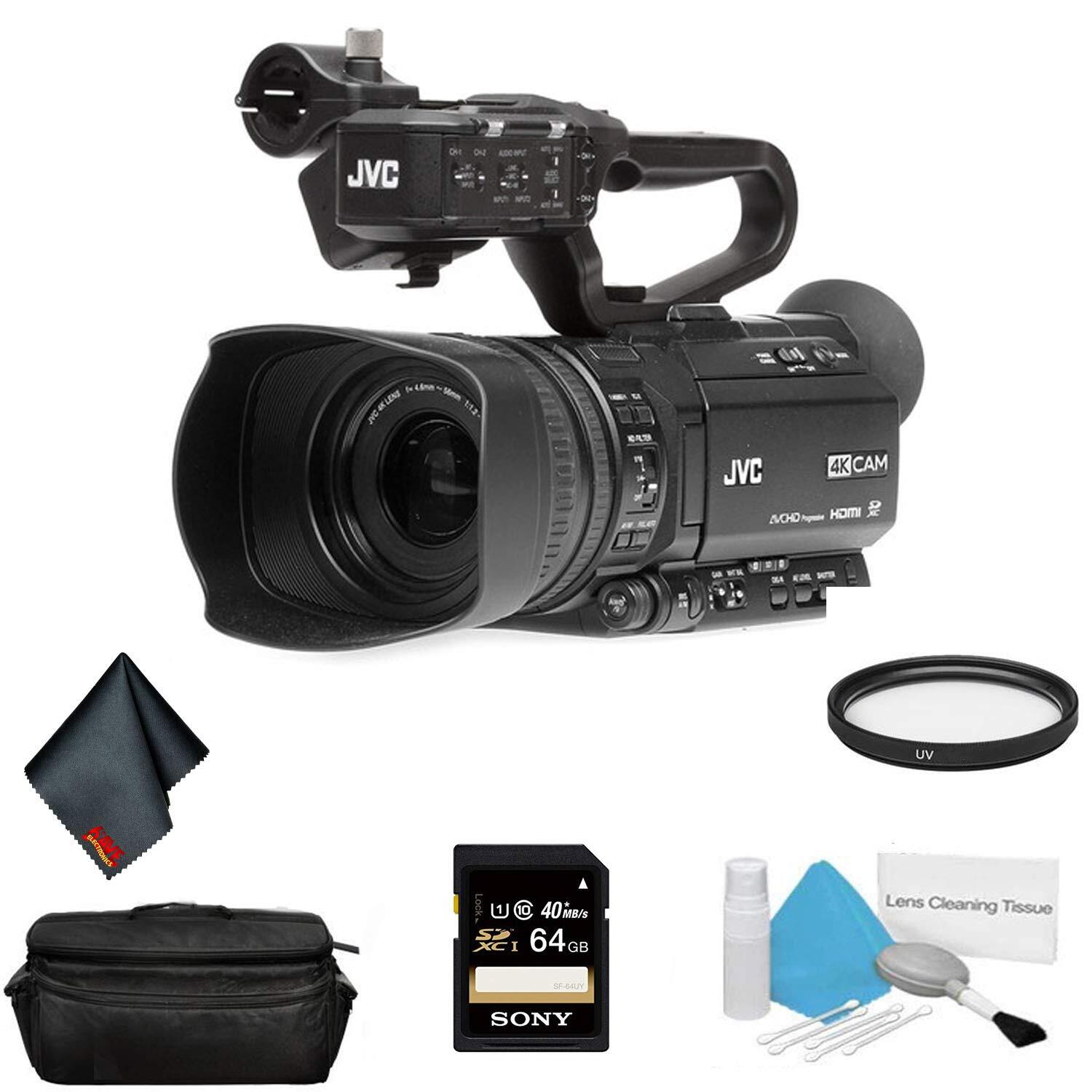 JVC GY-HM250 UHD 4K Streaming Professional Video Camcorder Bundle +64GB Memory C