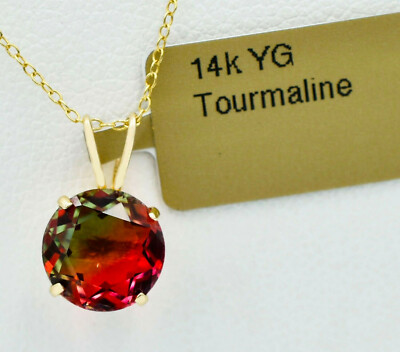 Turmalin 2,51 kt ANHÄNGER 14k GELBGOLD - Neu mit Etikett - MADE IN USA