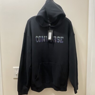 Converse Men's Knit Pullover Hoodie Black Size Medium S69