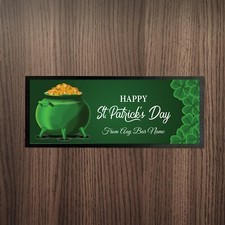 Personalisiert Happy St Patrick's Tag Topf Mit Gold V2 Design Barmatte Pub Party