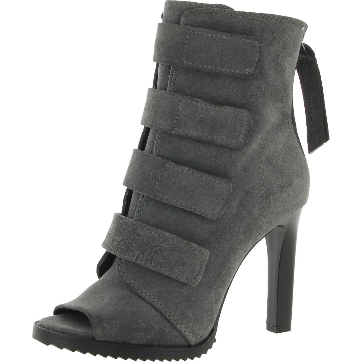 Женские ботильоны с открытым носком из замши Blake серого цвета от DKNY, размер 10, средний (B, M), BHFO 8605