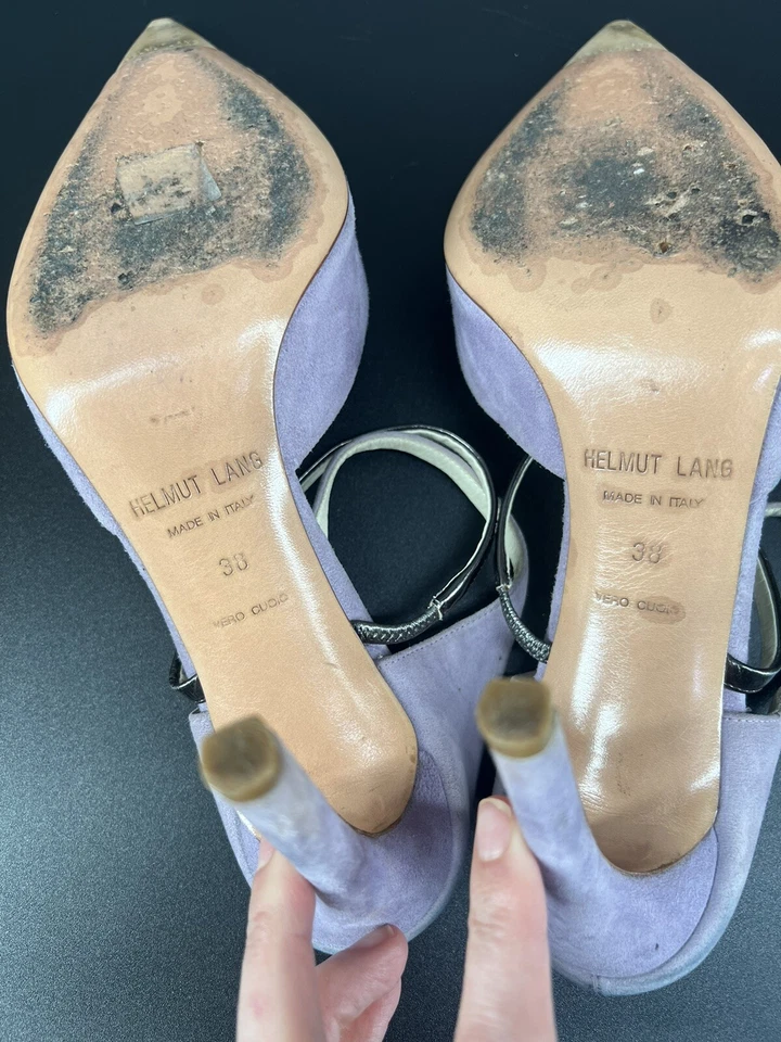Helmut Lang лаванда фиолетовый замшевые каблуки заостренный носок stiletto насосы размер ЕС 38 - Изображение 4 из 4
