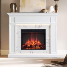 Pearl 2000W Electric Fireplace Heater White Mantel Suite