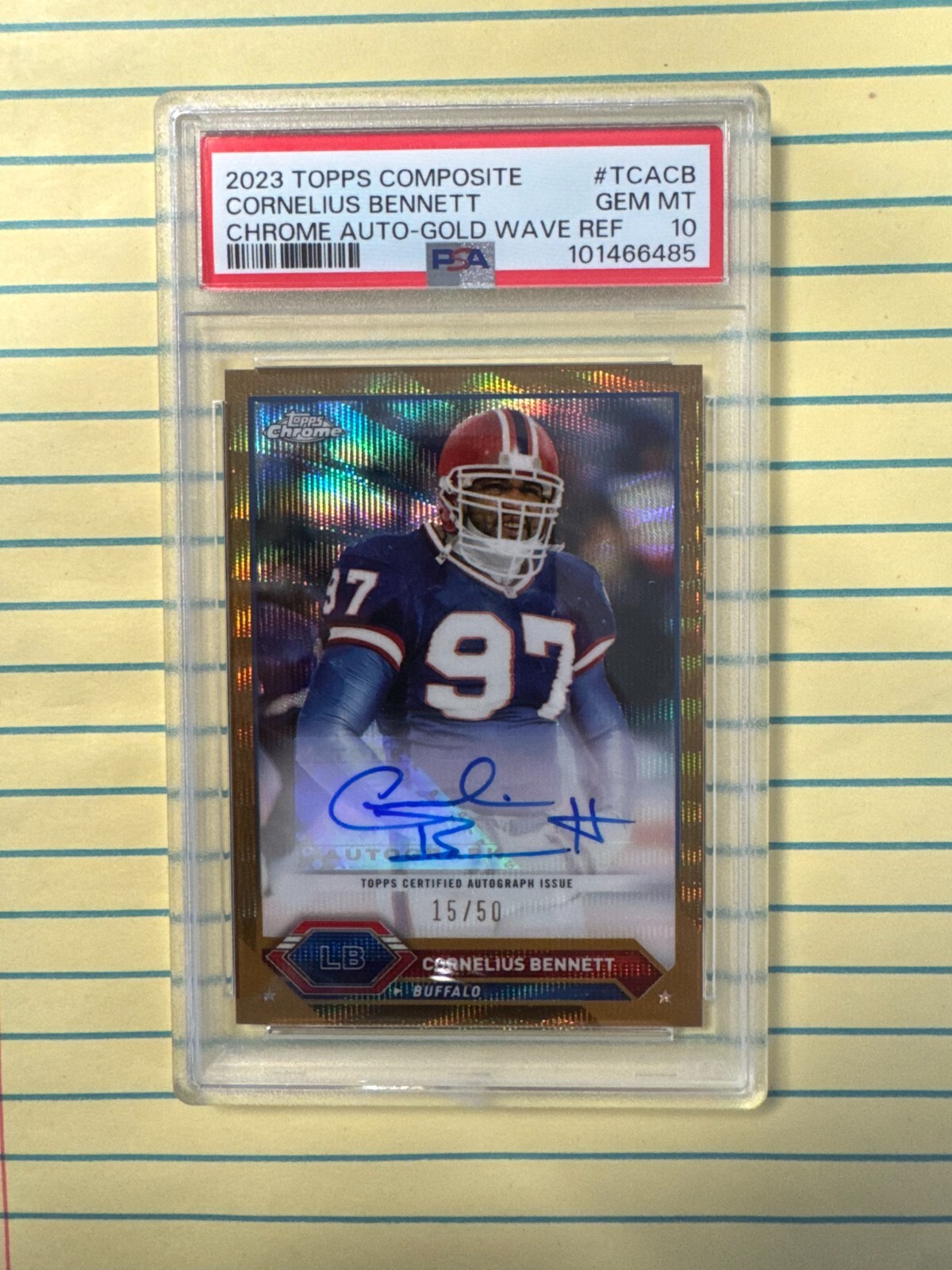 2023 Topps Composite Chrome Auto Cornelius Bennett AU #TCA-CB /50 Gold Wave