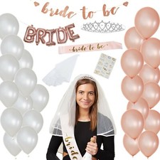 Largest Bachelorette Party Decorations Kit - Rose Gold Sash, Bride to Be Banner,