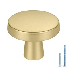 10 Pack Gold Cabinet Knobs Round Brushed Brass Kitchen Knobs Zinc Alloy Dress...