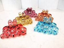 Clear flower hair claw clips with crystals