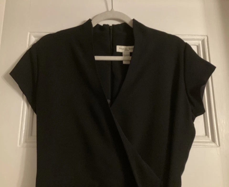 Vestido envolvente sintético con cuello en V negro Amanda Smith para mujer talla 8 Foto 3 de 4