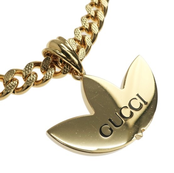 GUCCI Adidas Collaboration Necklace Trefoil Golmette Chain Pendant