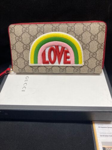 Gucci GG Supreme Canvas Love Rainbow Wallet
