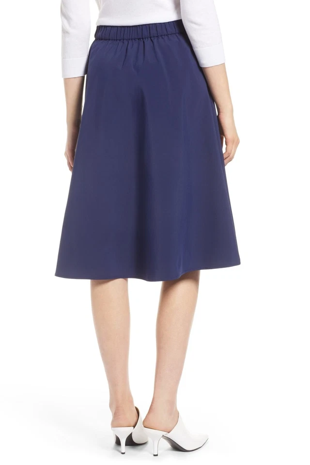 Falda midi halógena 152367 para mujer línea A azul marino chaquetón talla pequeña XL Foto 3 de 3