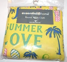 Essential Home Summer Love PEVA Tablecloth - Word Toss Yellow - 60" Round