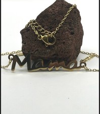 Mama Pendant Adjustable Necklace 14 Yellow Gold Plated Stainless Steel