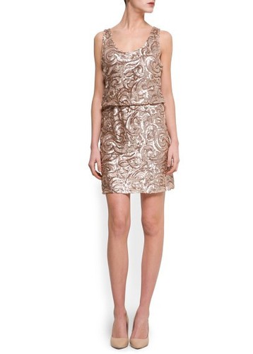 Mango Kleid gold XS Pailletten Paillettenkleid | eBay