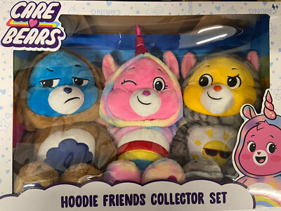 2021 Care Bears Plush 12.5'' Hoodie Friends Snuggle 3 Pack Grumpy Cheer Funshine
