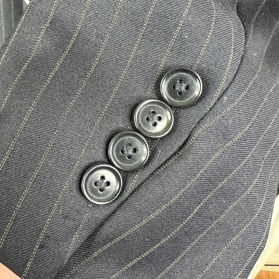 Pal Zileri Suit Mens 46R Midnight Navy Blue Pinstripe 100% Wool Canvased 42x29 - Image 3 of 4